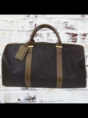 Dunhill Boston Bag Brown and Black with Leather Trim